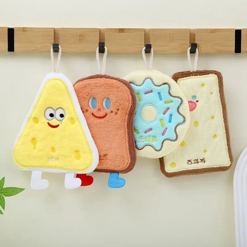 Hand Towels Home Decor Hanging for Kitchen Bathroom Soft Dry with Hanging Loops Cute Cartoon