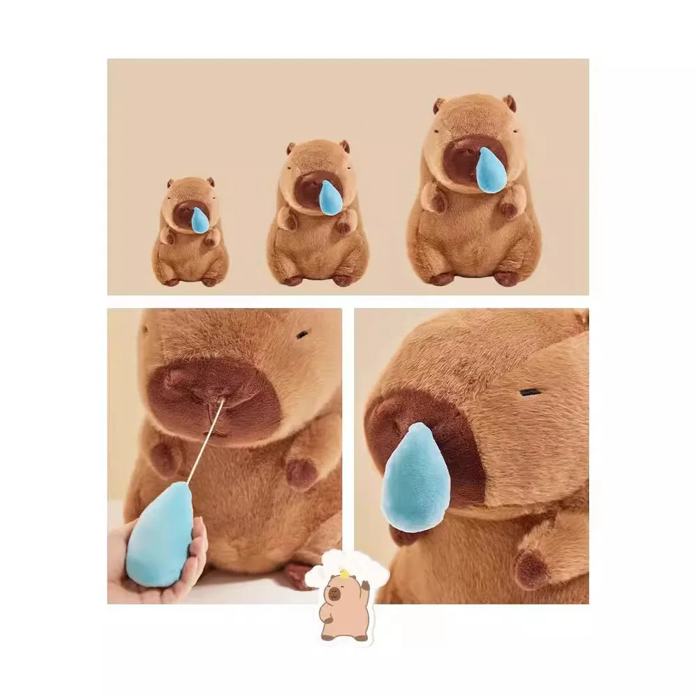 귀여운 거북이 배낭 Capibara 딸기 모자 Capybara 플러시 장난감 박제 동물 부드러운 인형 어린이 장난감 생일 선물 펜던트 장식