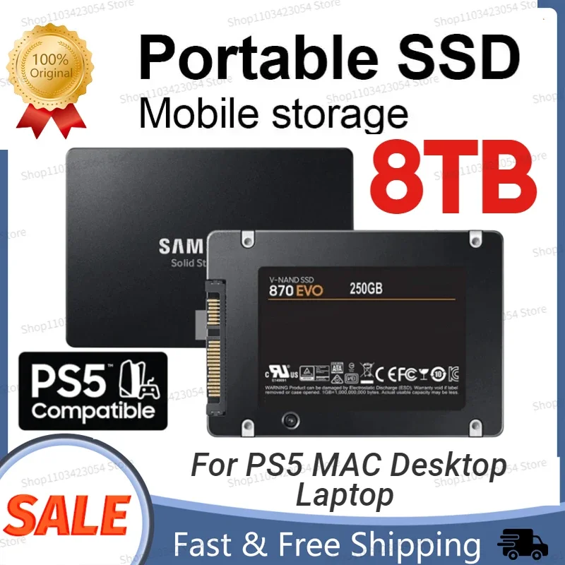 

8TB SSD 870 EVO 500GB 250GB 1TB 2TB Internal Solid State Disk HDD Hard Drive SATA3 2.5" hdd case Laptop Desktop PC TLC For ps5