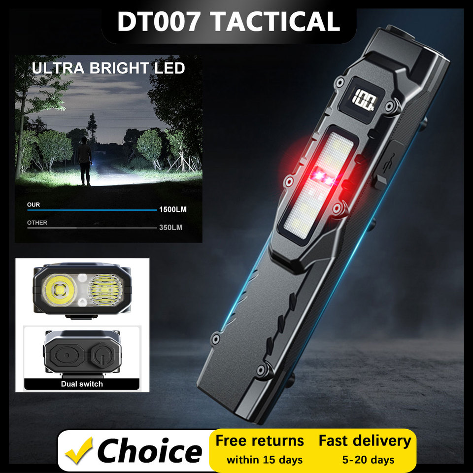 EDC Tactical Torch - Dual Tail Buttons, Independent Controls, Ultra Slim Aluminum Flashlight W/Strobe Mode