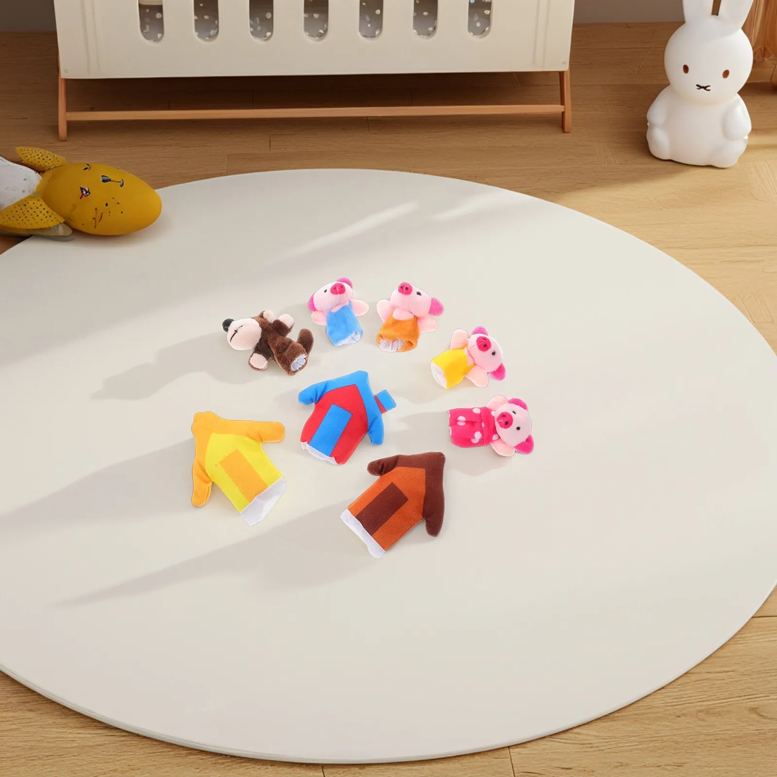 8개 손가락 인형 세트 3가지 교육적 역할극 이야기 세트,  및 미취학 아동을 위한 상상력 넘치는 재미