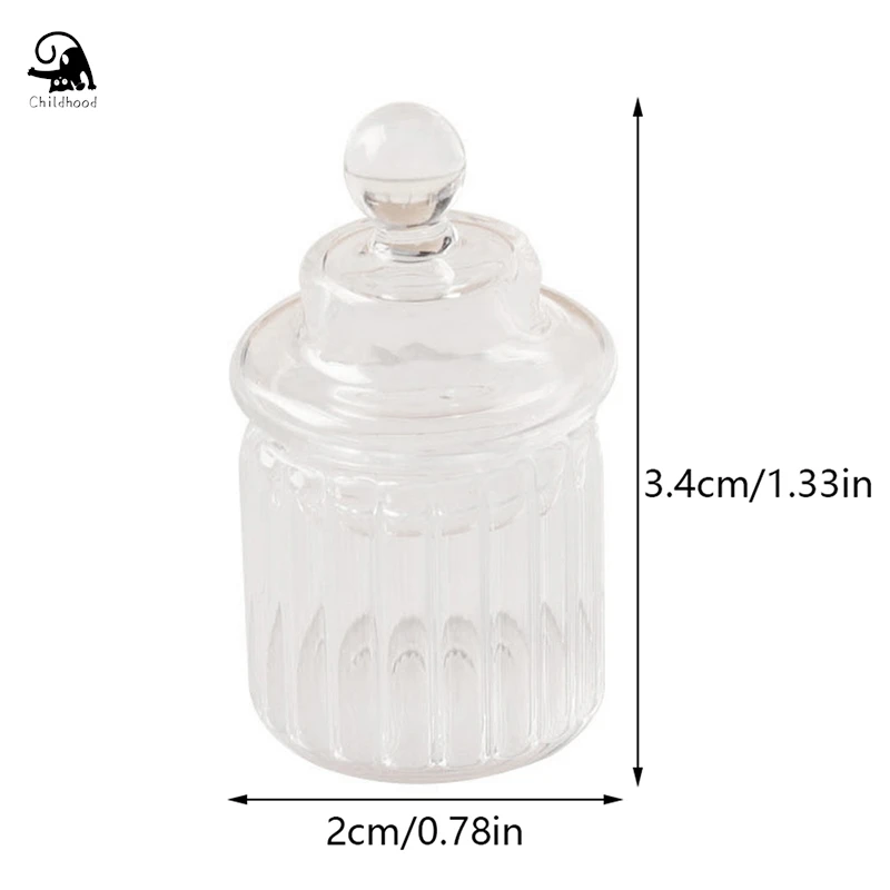 1:12 Dollhouse Miniature Candy Jar Glass Bottle Storage Tank with Lid Tiny Vial Home Decor Toy Doll House Accessories 6