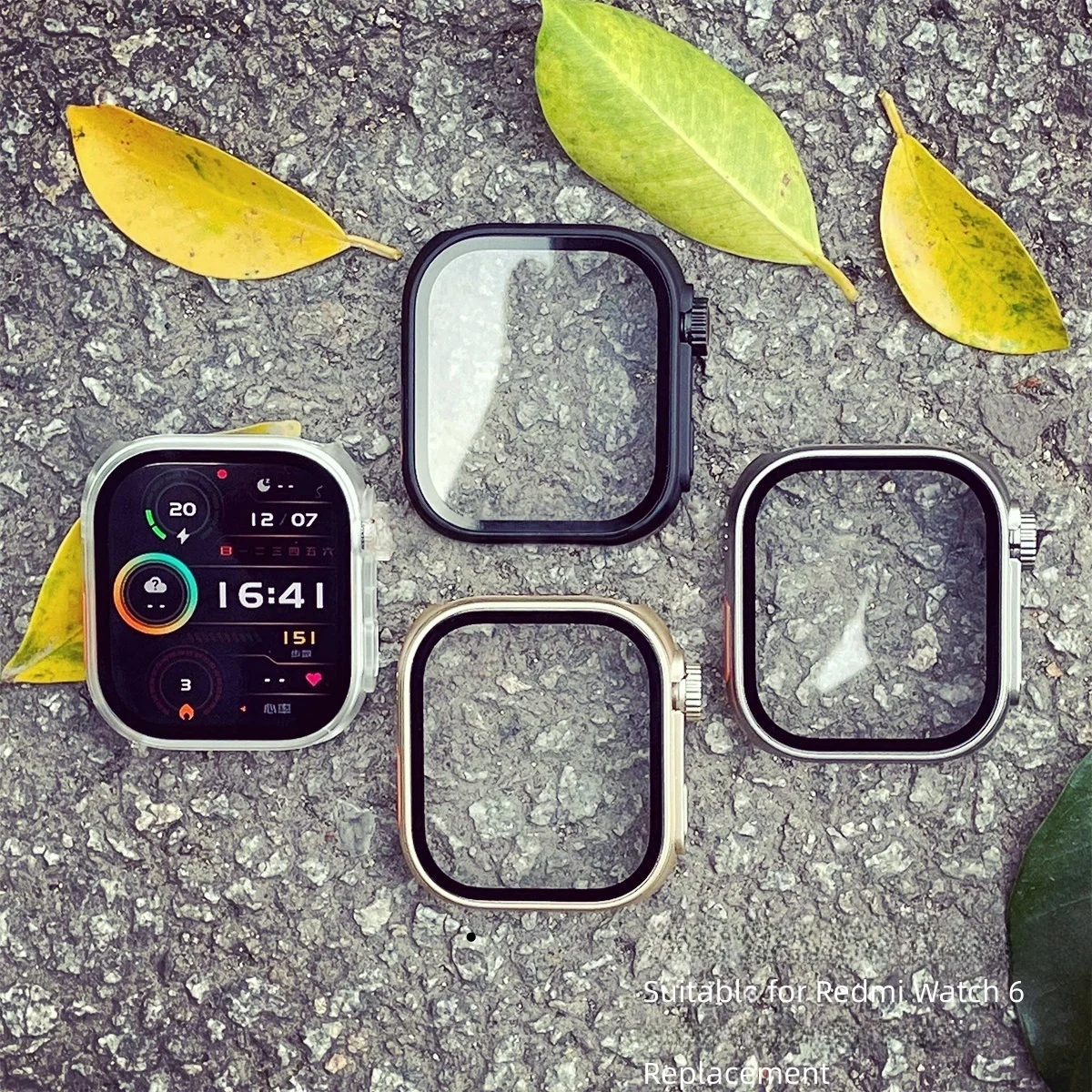 REDMI Watch6용 울트라 보호 케이스 강화 유리 즉시 변환 가능한 풀 커..
