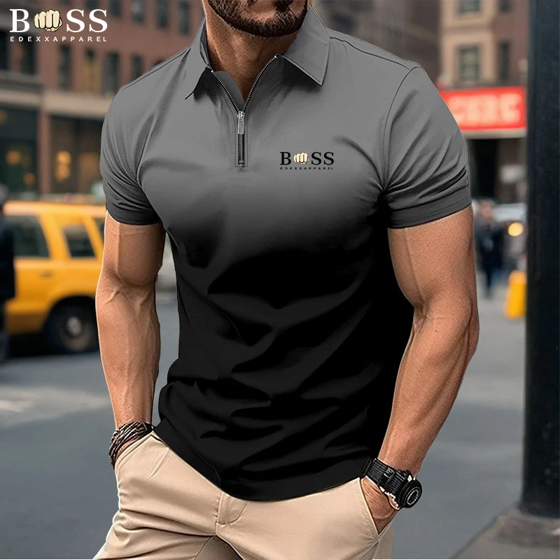 

Fashion Men's Polo Shirt T-shirt Top Summer Short sleeved Polo Shirt Contrast Pattern T-shirt Casual Men's Clothing