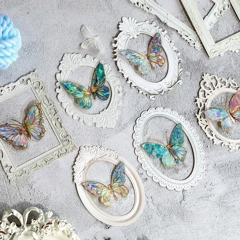 Embossed photo frame decoration stickers DIY handbook book photo frame collage card vintage shooting props border stickers 10pcs