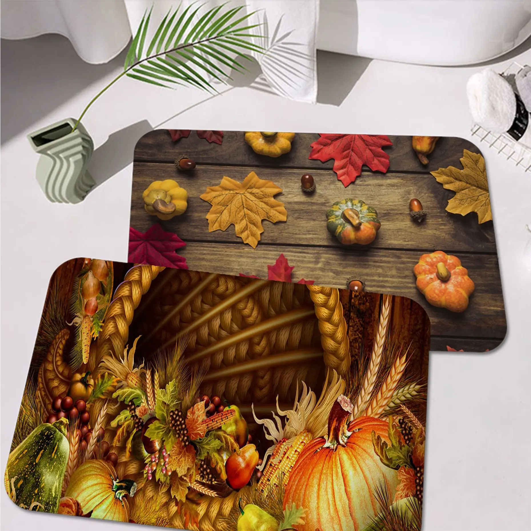 

Pumpkin Fall Bathroom Mat Retro Multiple Choice Living Room Kitchen Rug Non-Slip Doormat Area Rug