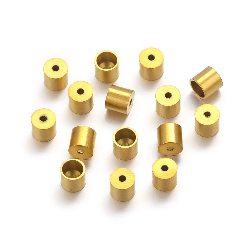 20 Stück vergoldete Edelstahl-Crimp-Endkappen, Rohr-Quasten-Endperlen, rundes Lederarmband, Schmuckherstellung, Zubehör – Detail 5