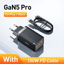 Baseus 65W GaN Portable Fast Charger with Quick Charge Technology - GaN5 Pro EU Black
