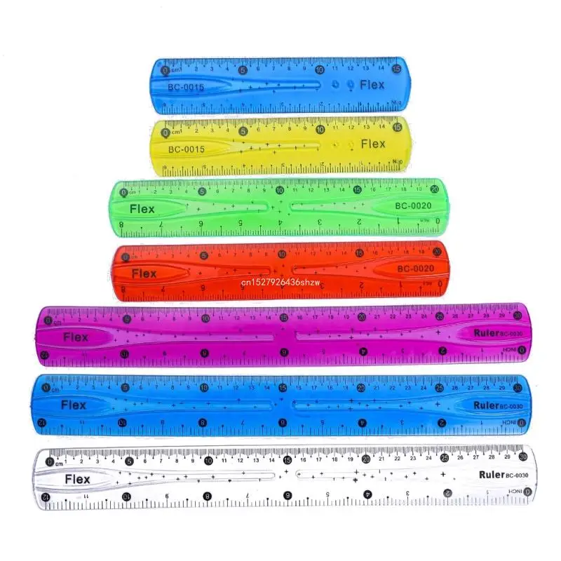 

Flexible Ruler, Soft Bendable Ruler Plastic Ruler with Inches and Metric Colorful Bendier Ruler Shatterproof for Dropship