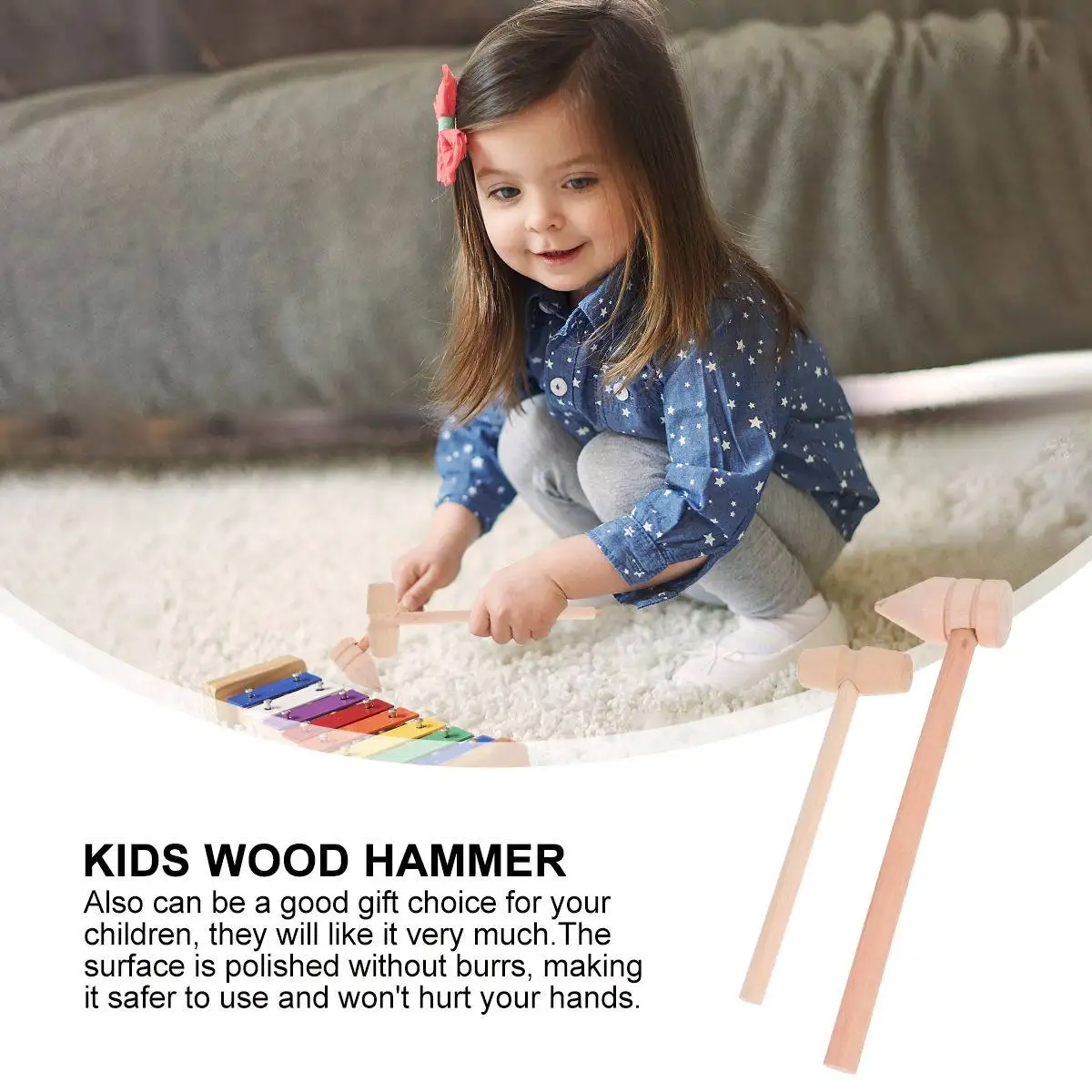 10Pcs 나무 망치 어린이를위한 창조적 인 작은 미니 망치 안전하고 부드러운 표면 손 눈 조정 민첩성 도구