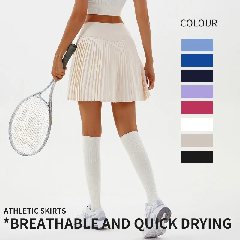 Women Pleated Tennis Skirts Sports High Waist Yoga Fitness Short Skirt Gym Golf Slim Fit Loose Mini Skirts Casual Elastic Skorts