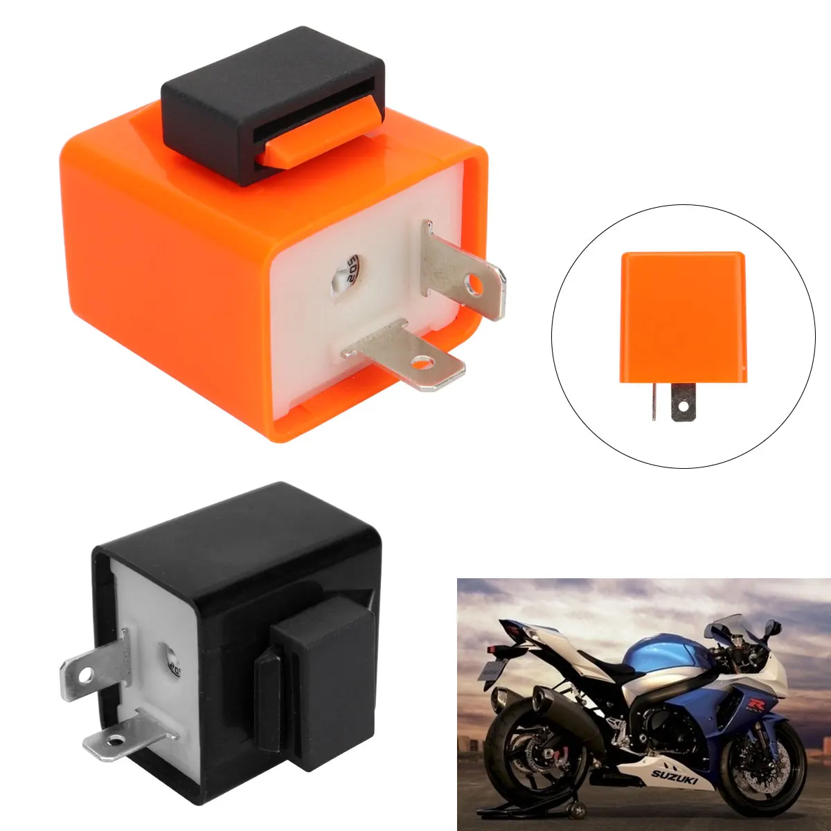 2 Pin Electronic Flasher Relay for Motorcycle 12V Speed Adjustable Turn Signal Flasher
