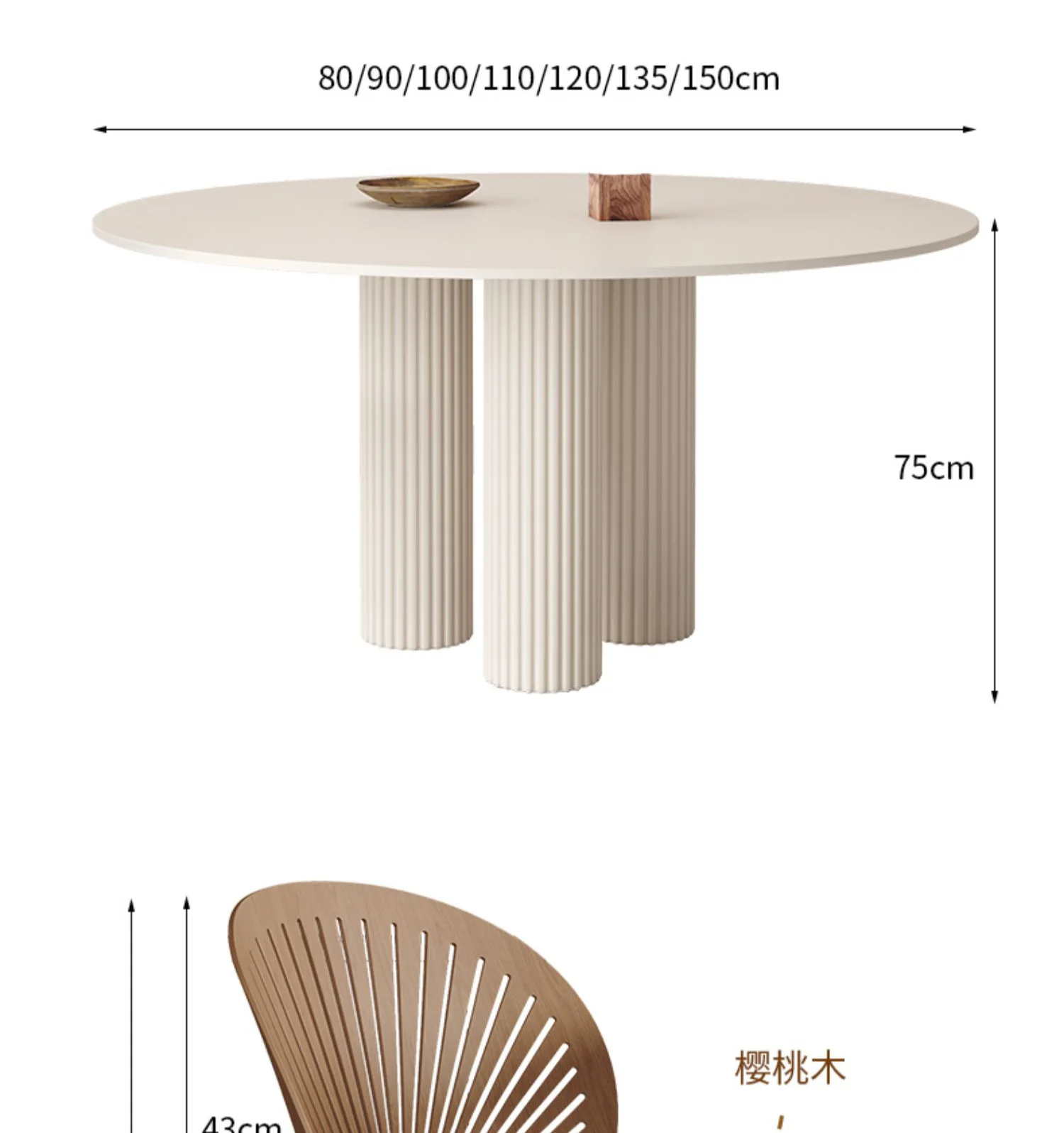 Description Picture 6 of itemNordic Slate Dining Tables Light Luxury Round Table Designer Dining Room Furniture Small Apartment Home Living Room Dining Table