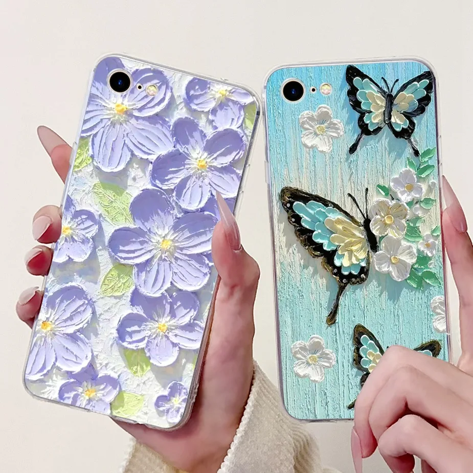 Cute Cat Painted Clear Silicone Soft Slim Phone Case