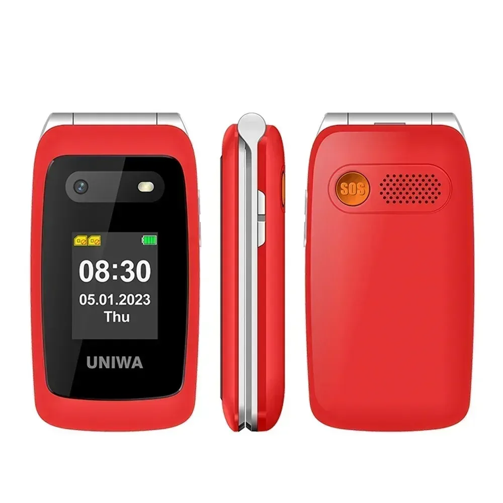 UNIWA V202T Global Version 4G Flip Phone Large Button for Elderly Mobile Phone 2.4Inch Screen 1450mAh With Emergency Call Button