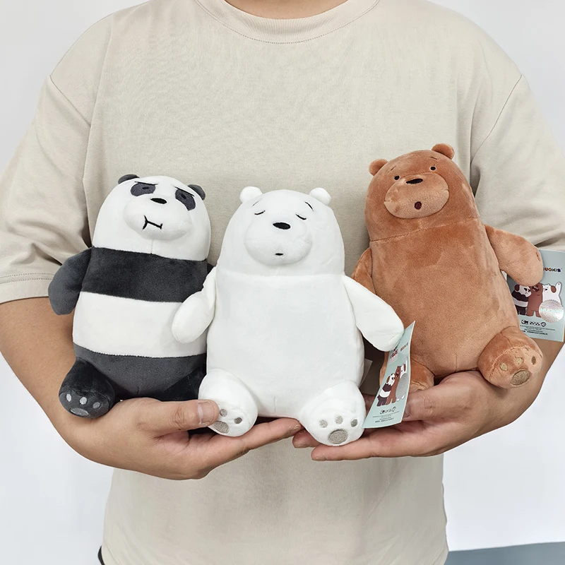 We Bare Bears Plush Toy - Sitting & Standing Grizzly, Panda & Ice Bear Cartoon Stuffed Animals