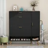 Shoe Rack Cabinet, Free Standing Shoes Storage Organizer Cabinet with 2 Flip Drawers, Entryway Narrow Shoe Rack Storage 6
