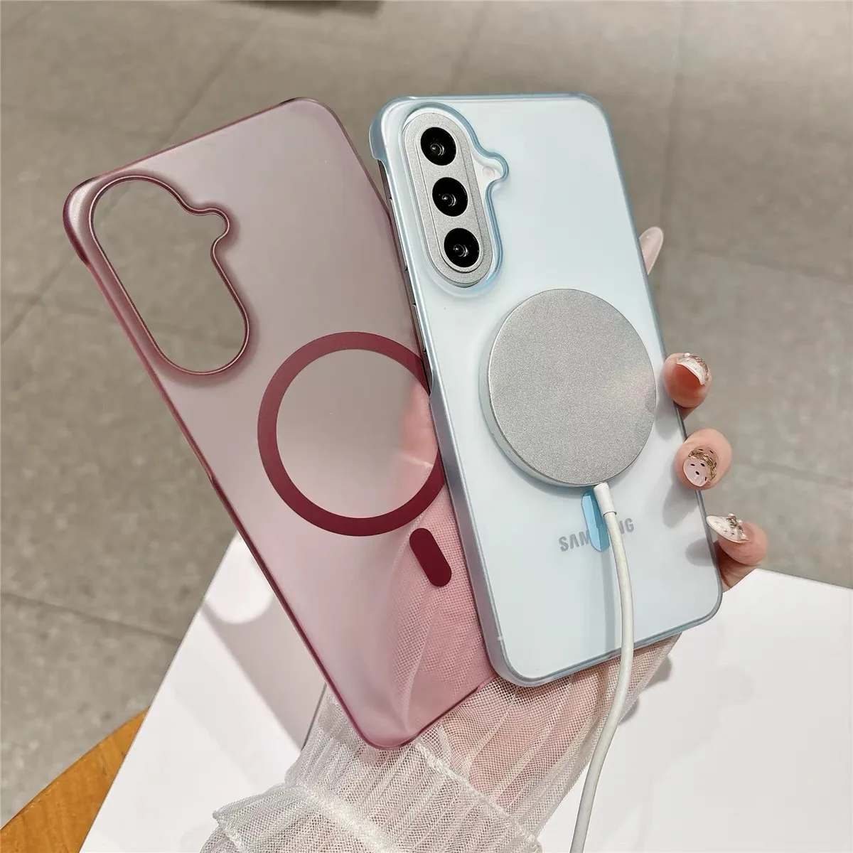 Translucent Ultra-Thin Matte Phone Case with Magnetic Cover