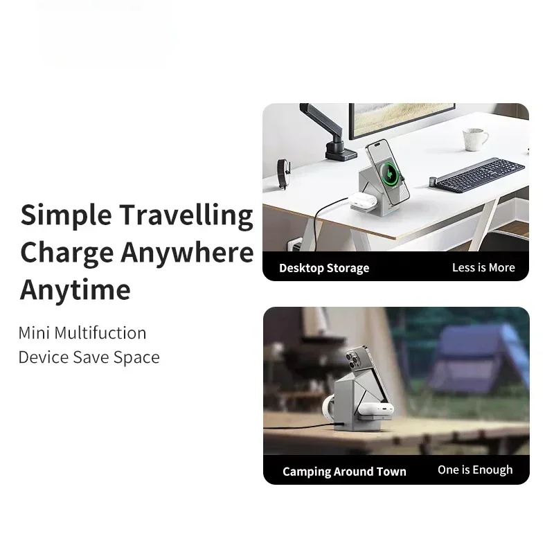 Qi2 3-in-1 Wireless Charger Auto-Rotating Magic Cube Dock For IPhone 16/15/14 Pro Max AirPods IWatch Fast Charging