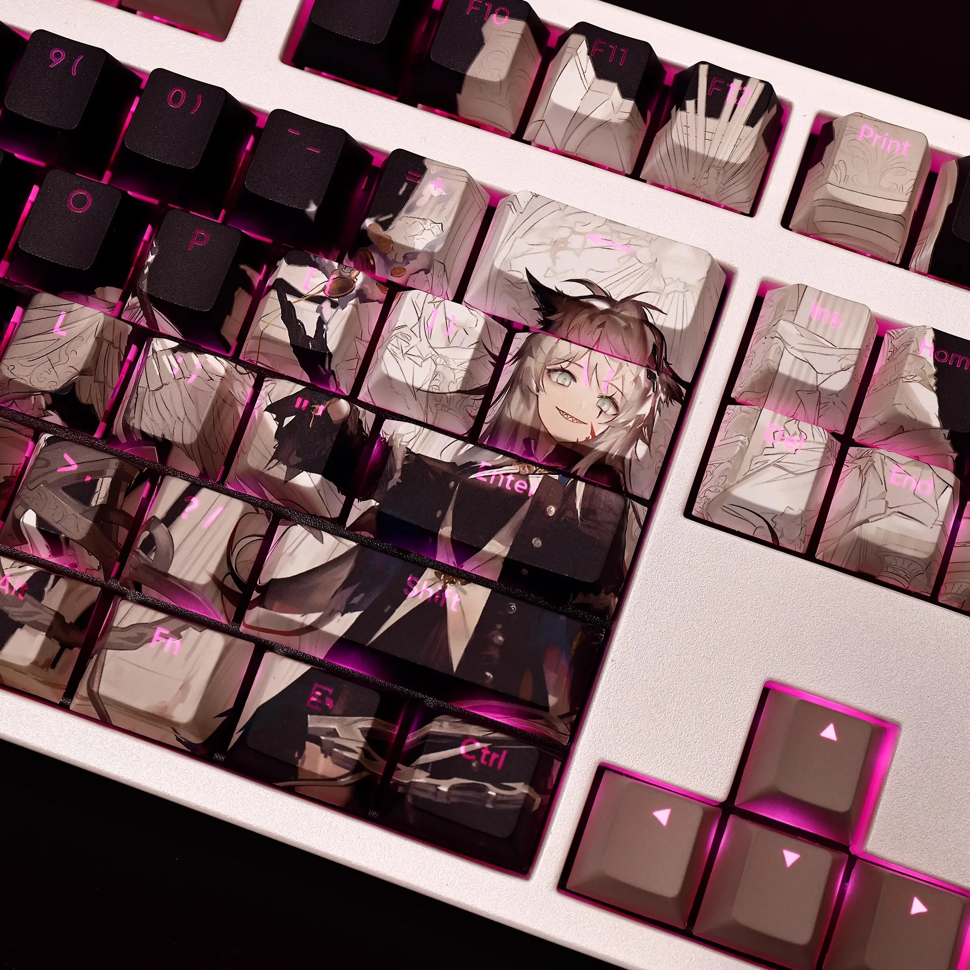 Arknights Teclado Backlit Keycaps Anime Gaming Key Caps Pbt Tintura Subbed Ansi 61 87 104 108 Chaves Set - Imagem 5