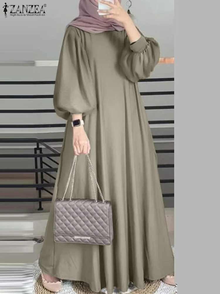 عباية نسائية إسلامية أنيقة رداء  فستان صيفي رمضان فساتين ماكسي للخريف موضة كم طويل فانوس فساتين إسلامية قفطان
