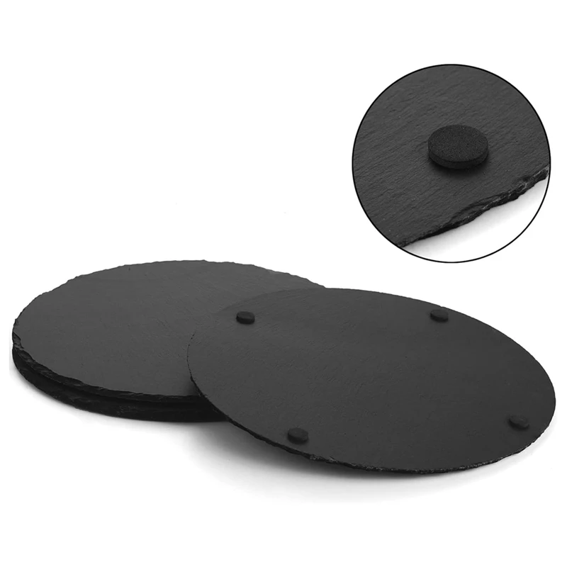 Slate Round Cheese Board, Natural Stone Tray For Serving Cheese, Charcuterie, Sushi, Appetizers, And Mor Easy To Use