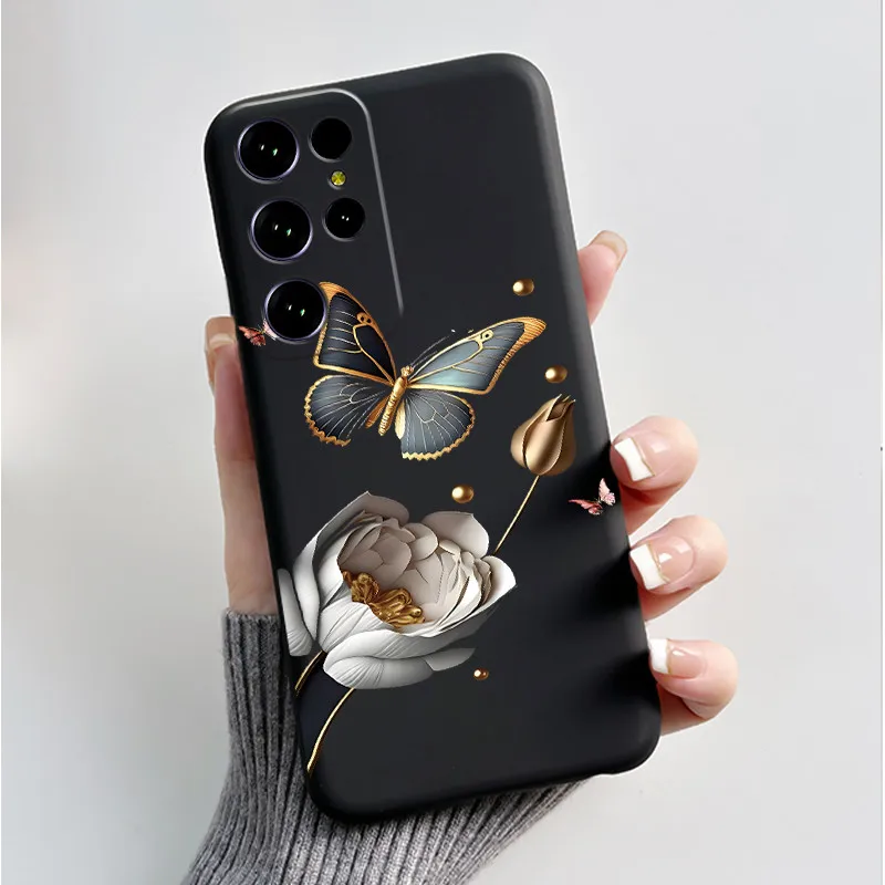 Cute Flower Cartoon Black Silicone Phone Case - Soft, Printed Cover
