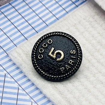 Luxury Design Golden Black White 5 Five Number Round Metal Buttons 3