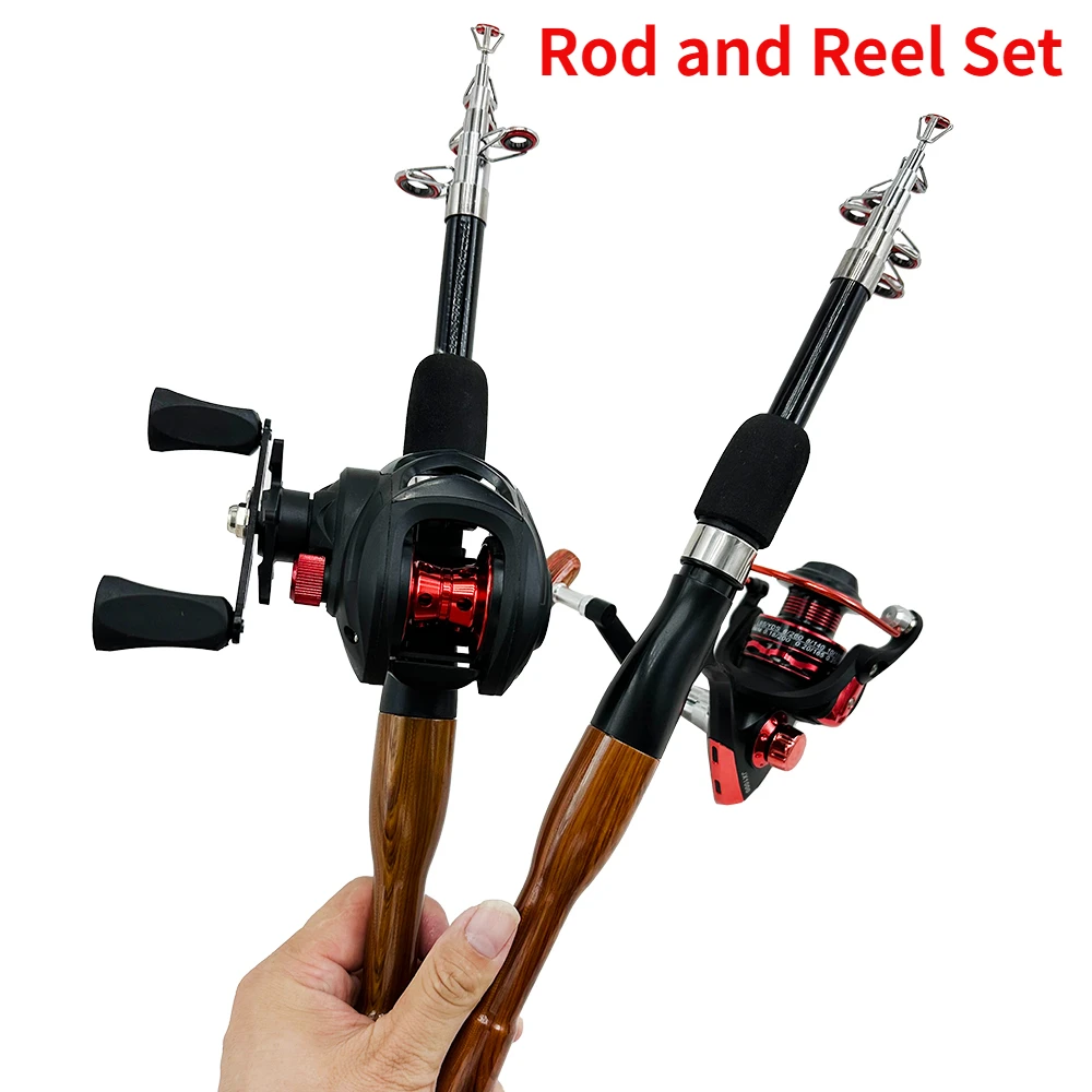 

Carbon Fiber Sea Rod Telescopic Rotating Fishing Rod 1.3/1.6/1.8m Ultra-light Combination Fishing Reel Gear Ratio 7.2:1/ 5.5:1