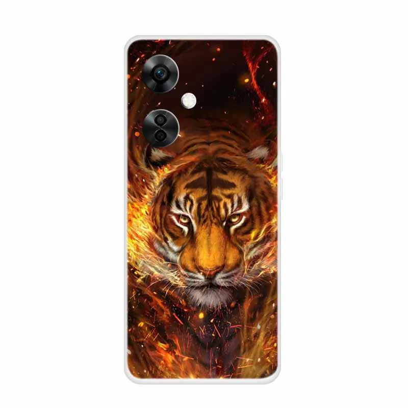 Clear Wolf Design Soft TPU Silicone Phone Cover - Transparent Etui for OnePlus Nord CE 3 Lite