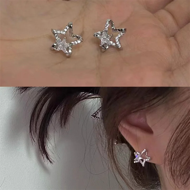 Goth Black Butterfly Crystal Star Earring Set For Women Girl Vintage Aesthetic Heart Stud Earring Trendy Y2K Jewelry Accessories - Image 6