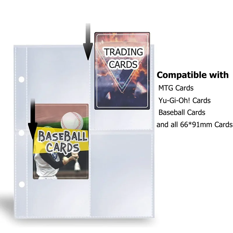 80 Pockets Trading Card Sleeves Binder Fit For 3 Ring Holder