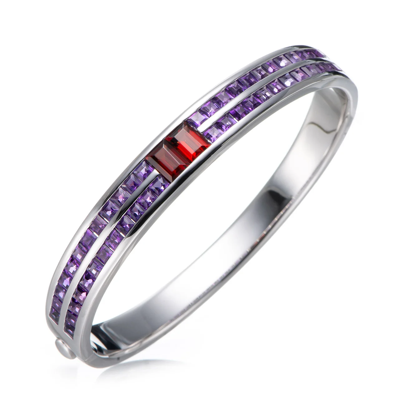 

Браслет из серебра 925 пробы с гранатом и аметистом родиевым покрытием