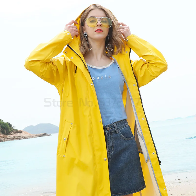 Yellow Ladies Hooded Raincoat Women Waterproof Raincoat Women Travel Survival Rain Coat Poncho
