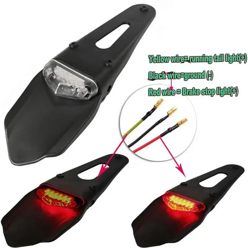 Motorcycle Rear License Plate Bracket Holder 12V LED Taillight Brake Lamp Universal For Enduro Off-Road Bike