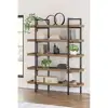 Modern Office Bookcase Mixed-Material Design 5 Shelves Urban Chic Storage Home Study Room Versatile Display Furniture 3