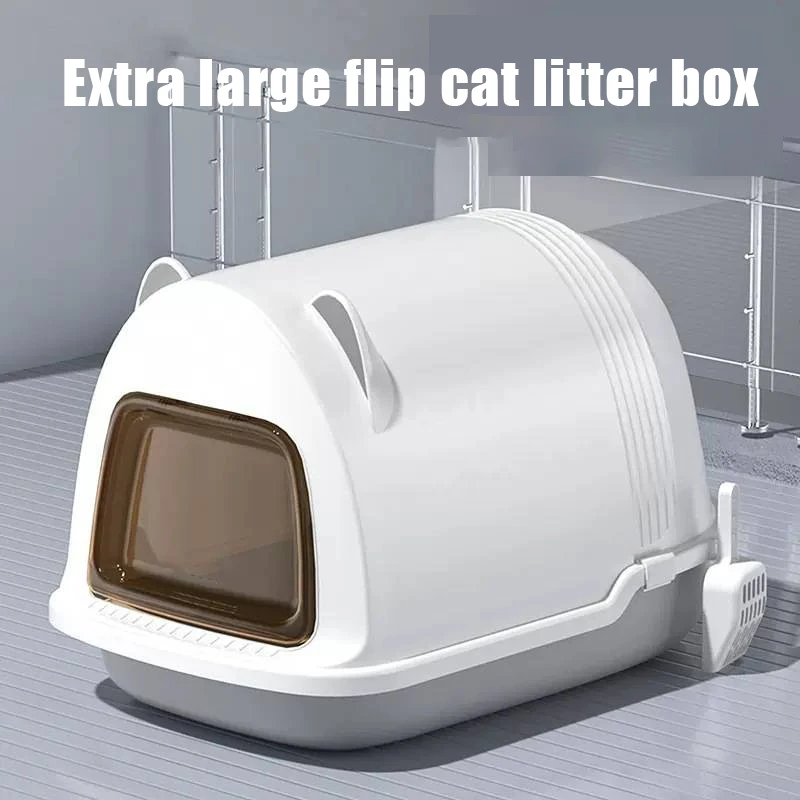 

Extra Large Flip Cat Litter Basin Maine Cloth Doll Extra Large Cat Toilet Fully Enclosed Large Space Deodorization Splash Proof