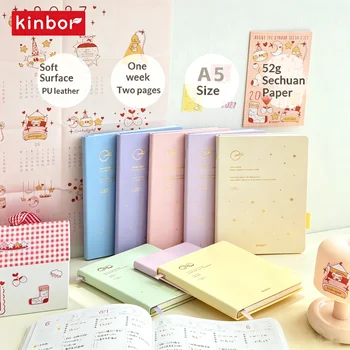 Nuovissimo taccuino/agenda Kinbor 2027 A5, pagine settimanali a 8 griglie e cronologia, agenda settimanale e mensile, manuale di cancelleria.