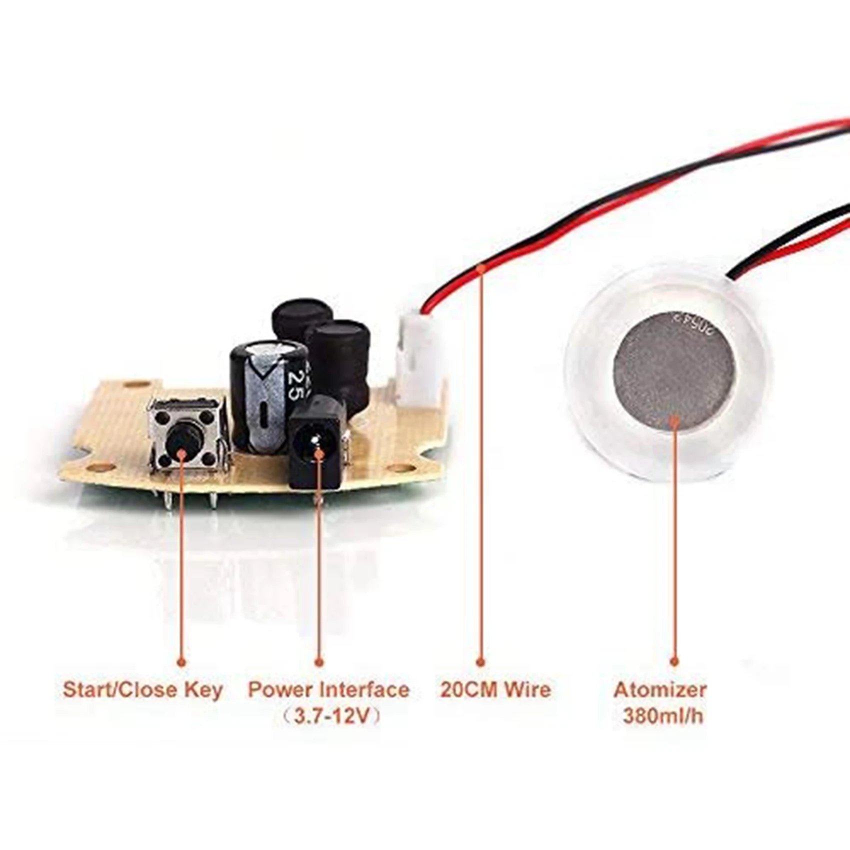 2팩 초음파 분무기 20Mm 113Khz 미스트 분무기 DIY 가습기(PCB 3.7-12V-CLIM 포함)