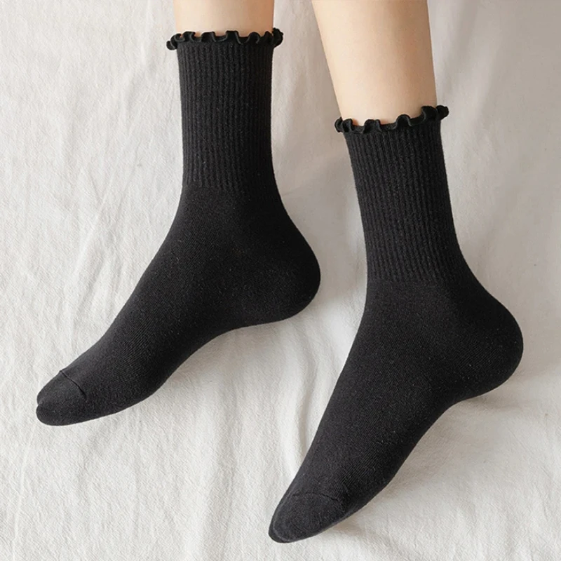 5 pair Lot Socks Ruffle Cotton Middle