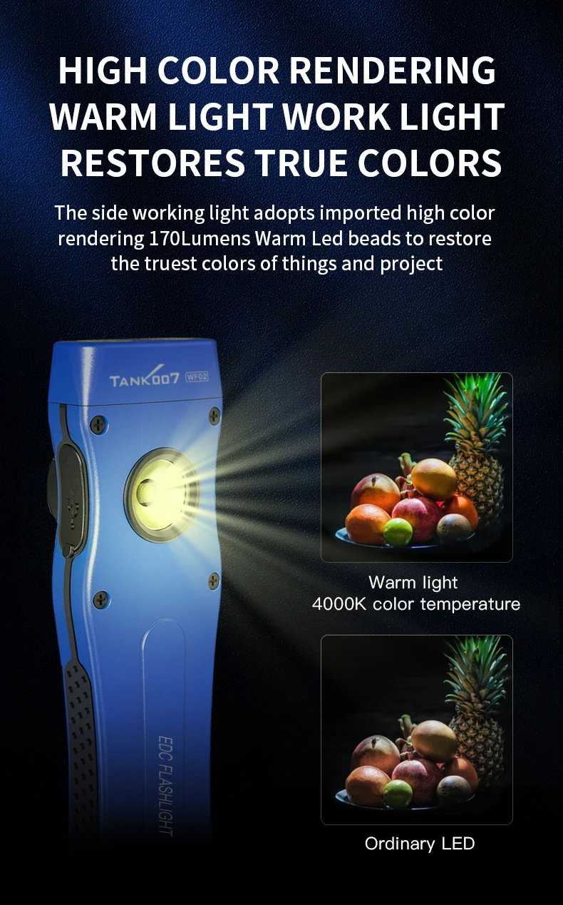Description Picture 4 of itemBlue Rechargeable super strong magnetic torch portable lantern dustproof waterproof for outdoor adventure hiking bicycle WF02