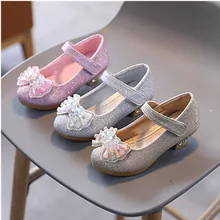 

Girls Leather Shoes with Bow High Heels Show Crystal Mary Jane Shoes Dress Catwalk Princess Shoes Children Fashion Shoes Shallow