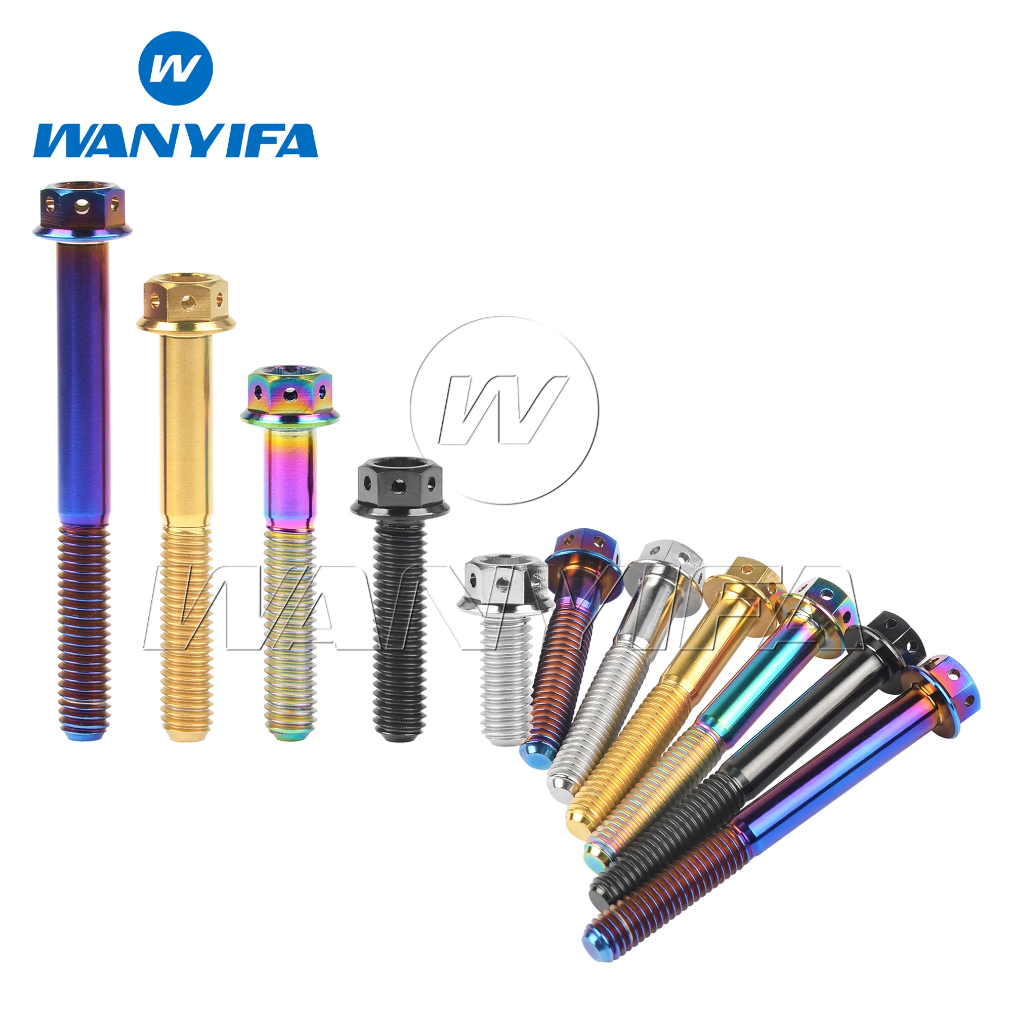 Titanium Bolts Wanyifa M6 M8x10 15 20 25 30 35 40 45 50 55 60 75mm Flange Inner Hexagon Head for Motorcycle Brake Calipers