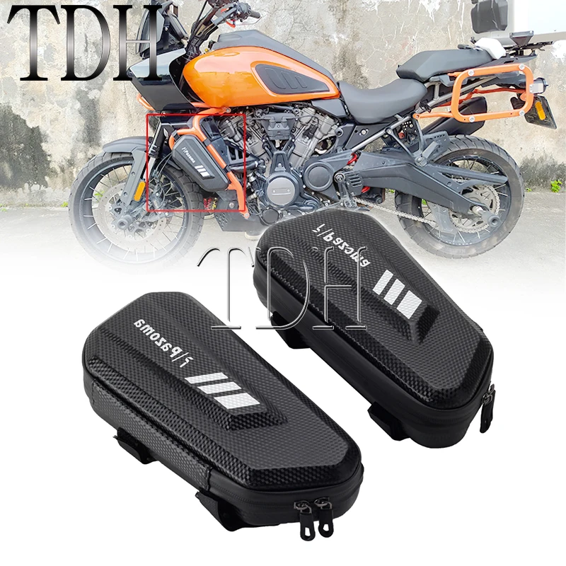 

Crash Bar Waterproof Hard Shell Bumper Hanging Side Bag Tool Case Pannier For Harley Pan America RA 1250 S RA1250S RA1250 21-24