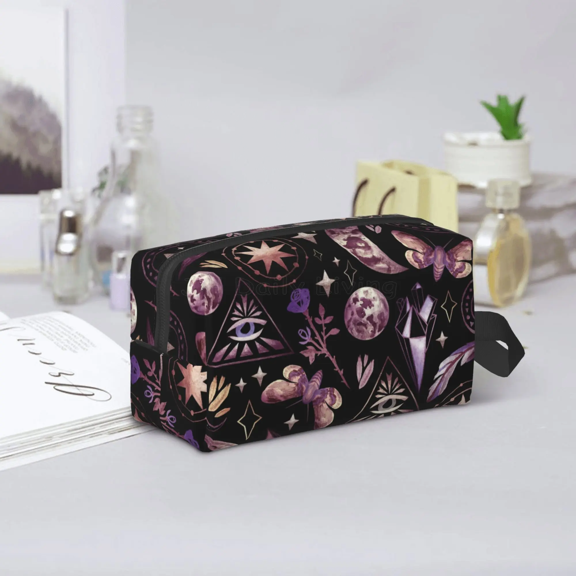 Tarot Moon Butterfly Magic Goth Travel Storage Bags Waterproof Cosmetic Bag  with Handle Strap Large Capacity Makeup Organizer - AliExpress