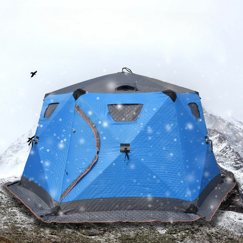 

Палатка для зимней подледной рыбалки шестиугольная, вместительная, 5-6 человек, утолщенный Хлопок, сохраняет тепло, с 2 дверцами, 6 люверсами, 2 вентиляционными отверстиями