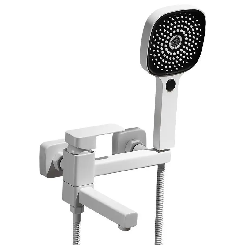 Weißes Messing-Badewannen- Und Duschset, Wandmontierter 90-Grad-Schwenkhahn, Bidet-Wasserhahn, Badezimmer-Mischwanne
