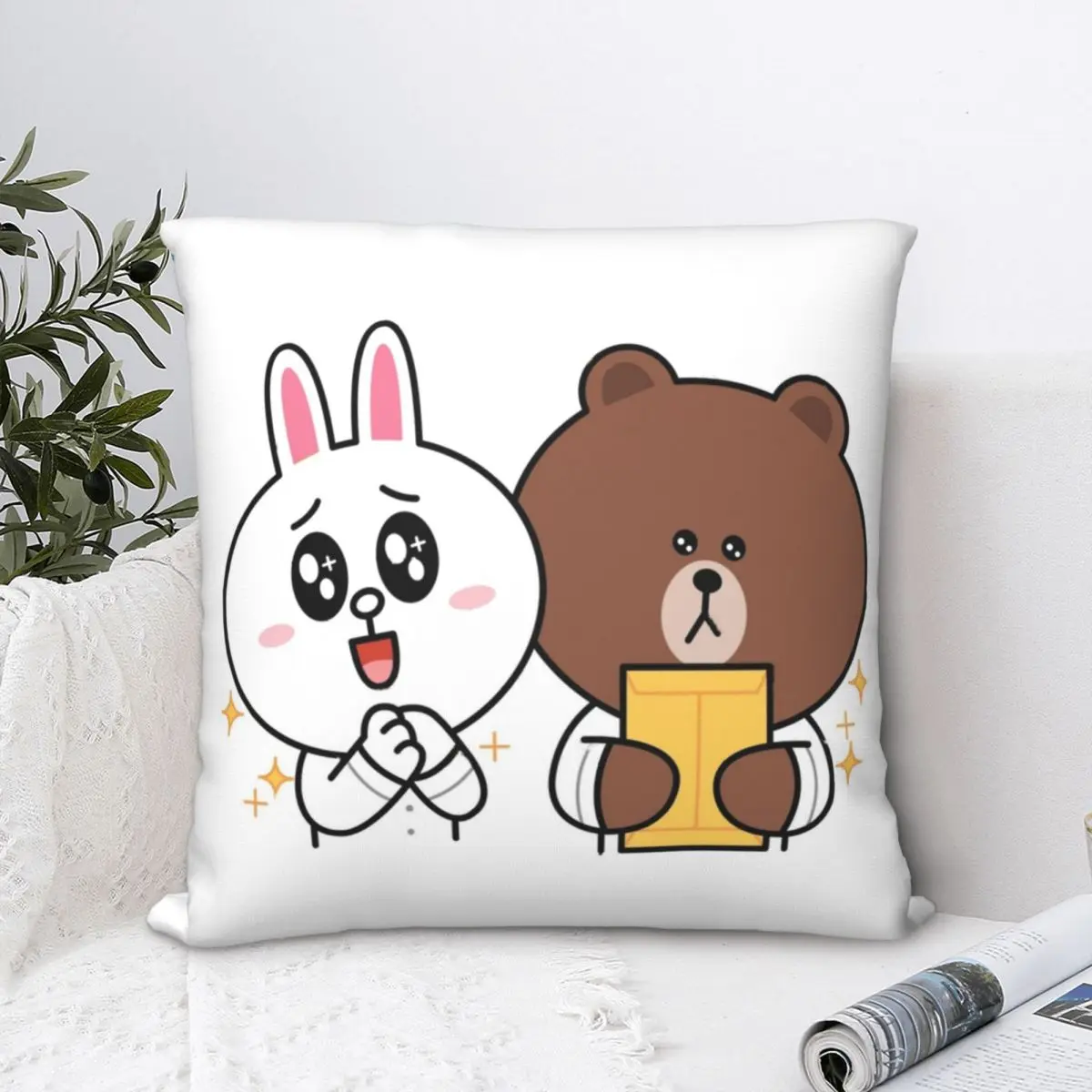Brown And Friends Workplace (Brown Bear Cony Bunny) Pillowcase Pillow Case Cushion Cover Home Sofa Decorative Throw |