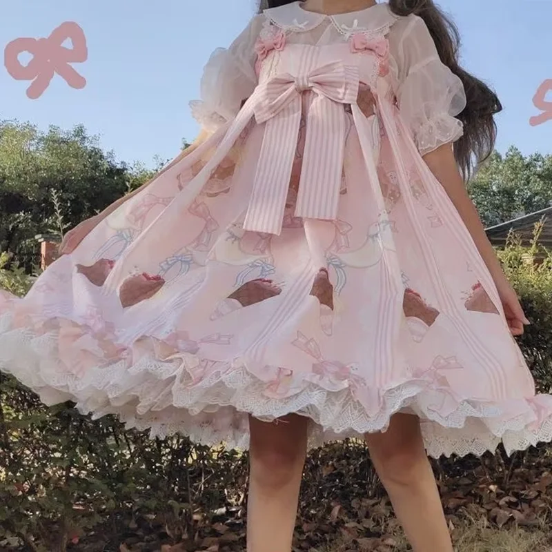Lolita Dress Jsk Sling Dress Women Vintage Japanese Harajuku Kawaii Clothing