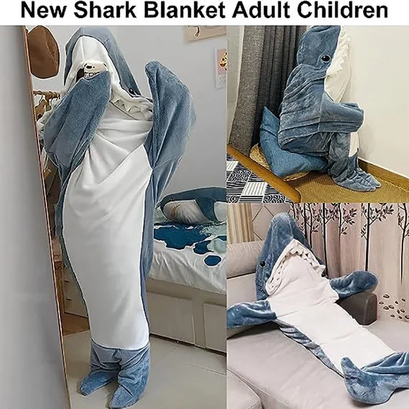 Manta De Tiburón – Pijama O Saco De Dormir Portátil De Franela – Multicolor – Original Y Divertido